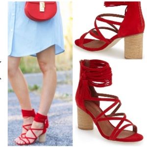Jeffrey Campbell Despina Strappy Heels Red size 38.5